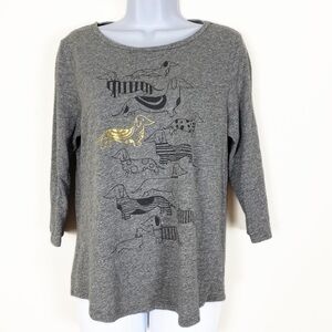 SONOMA Dachshund Dog Lover 3/4 Sleeve Tee Top Shirt PM